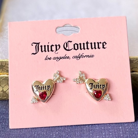🌸NWT Juicy Couture Gold-Tone Bow & Arrow Heart Studs🌸 - Picture 5 of 15